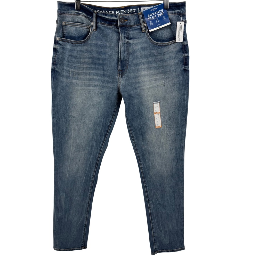 Arizona Jean Co Skinny Jeans Mens 36x32 Blue Advance Flex 360 Stretch Denim